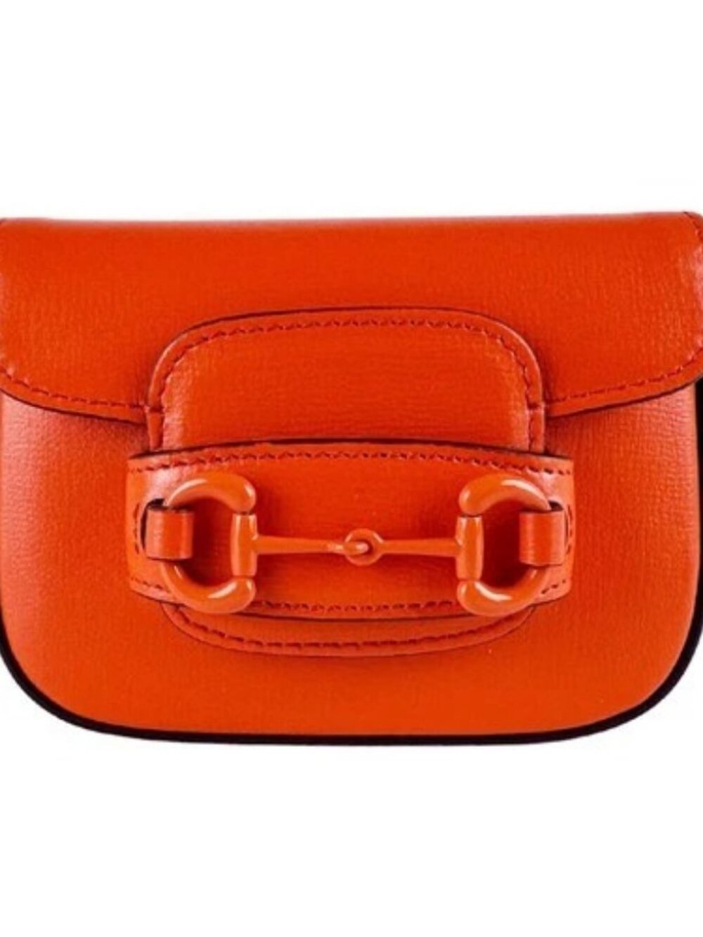 Auth GUCCI Horsebit 1955 Shoulder Bag Orange Leather/Goldtone - z10276